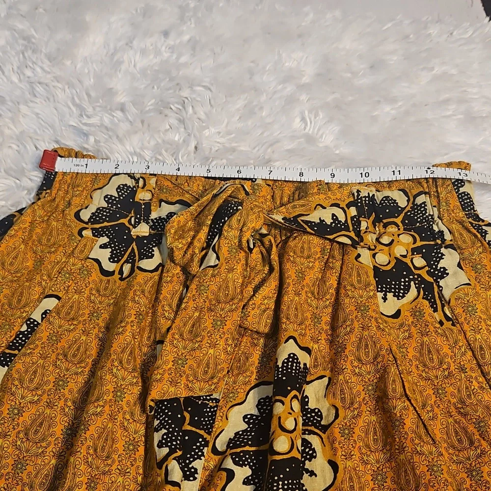 Anthropologie XS Yellow Floral Print Tie‎ Waist Shorts